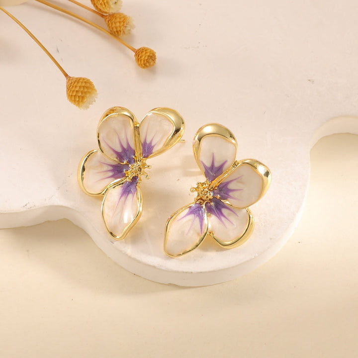 Women's ear clips in elegant floral design with a glossy coating Land Girl