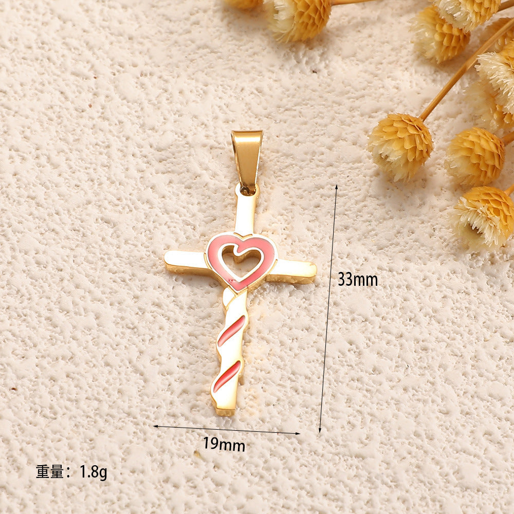 Ladies cross pendant with heart-shaped design and sparkling accents Land Girl