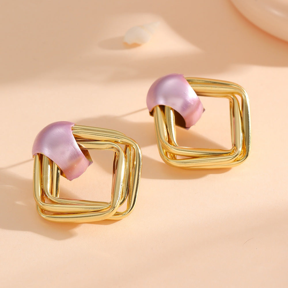 Women modern earrings with asymmetrical design Land Girl