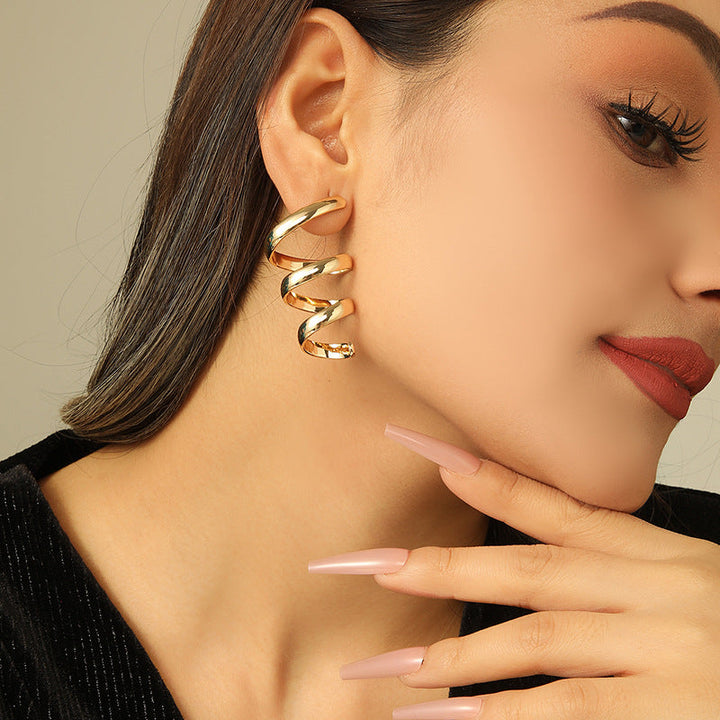 Women's Hanging Earrings with Elegant, Curved Design Land Girl
