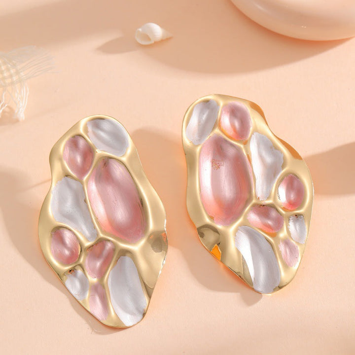Ladies ear clips with elaborate, colorful shell design Land Girl