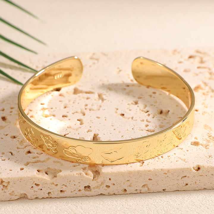 Ladies Open Bangle with Artistic Coral Pattern Land Girl