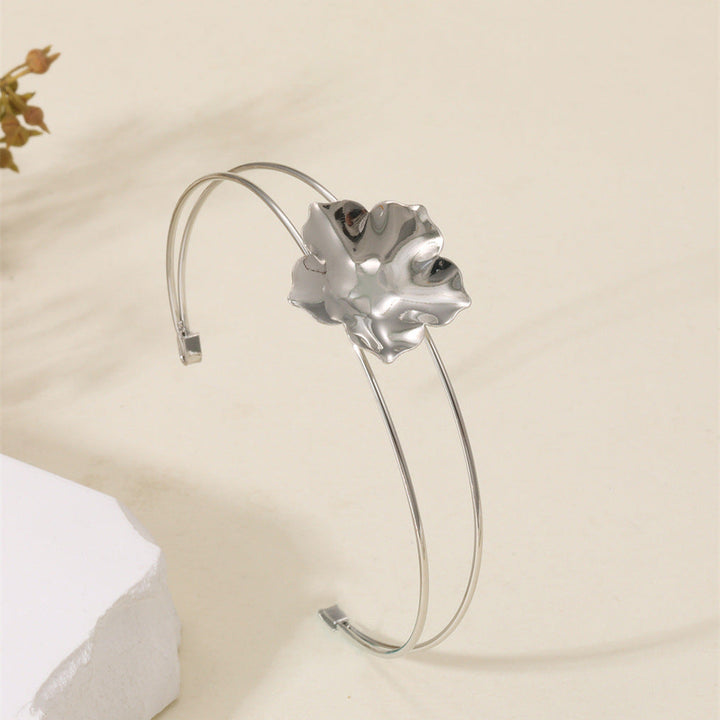 Women Open Bangle with Artistic Flower Motif Land Girl