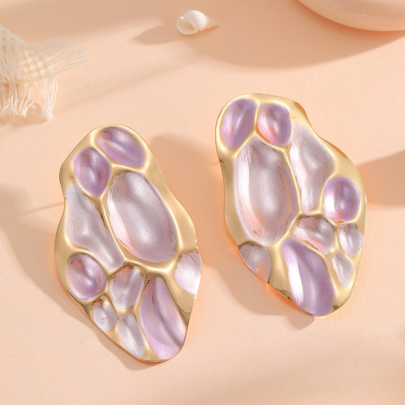 Ladies ear clips with elaborate, colorful shell design Land Girl