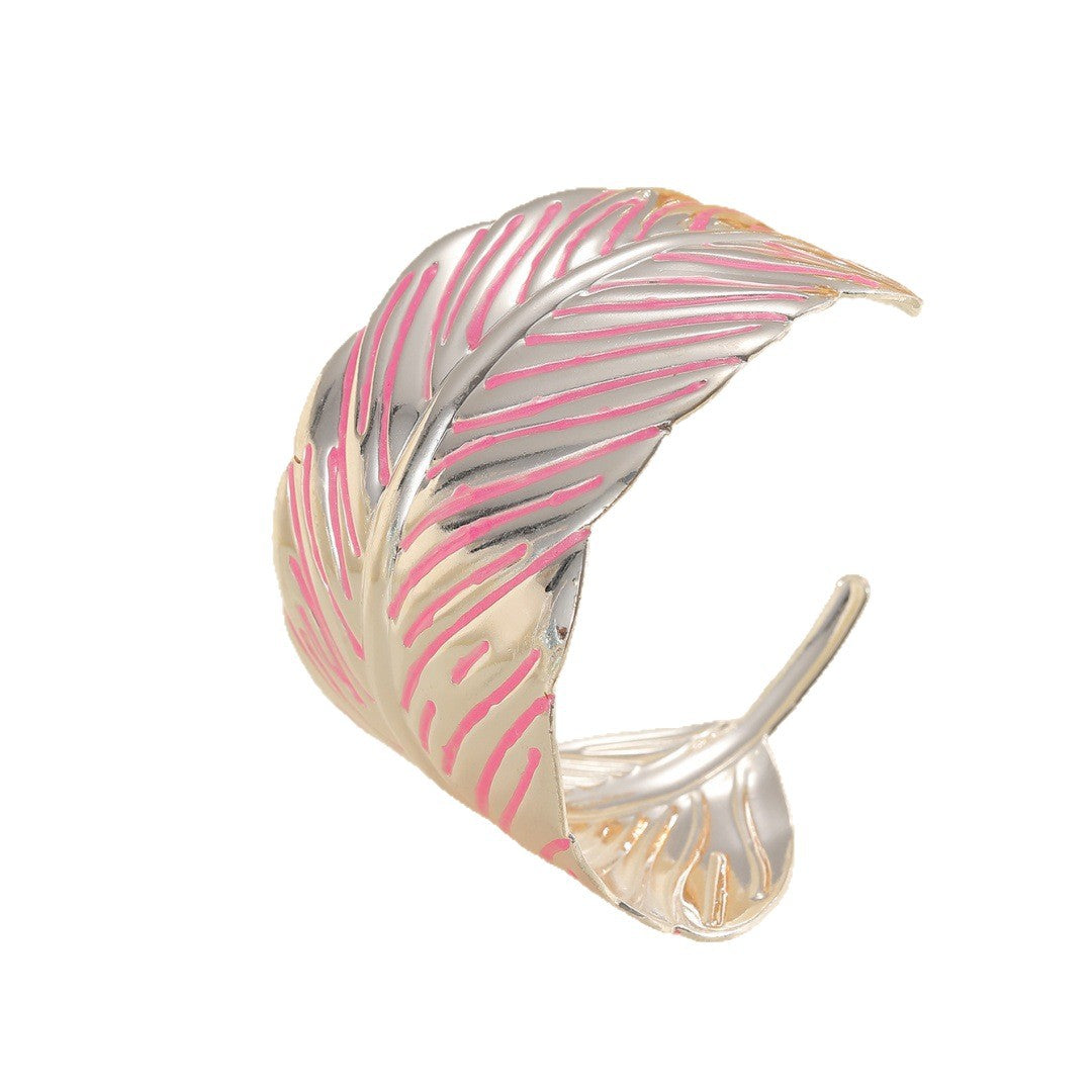 Ladies Open Cuff Bracelet in Tropical Leaf Design Land Girl