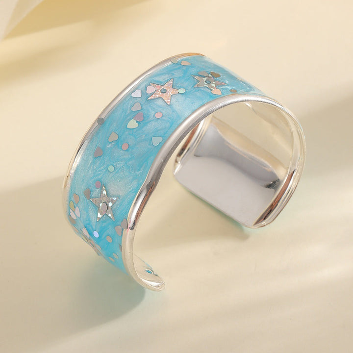 Women Open Bangle with Sparkling Star Motif Land Girl