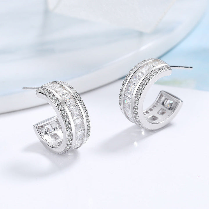 Women's stud earrings with elegant crystal and zirconia embellishment Land Girl