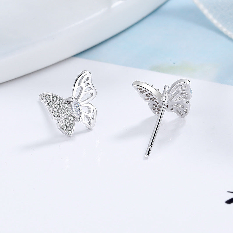 Ladies earrings in an elegant butterfly design with sparkling zirconia Land Girl