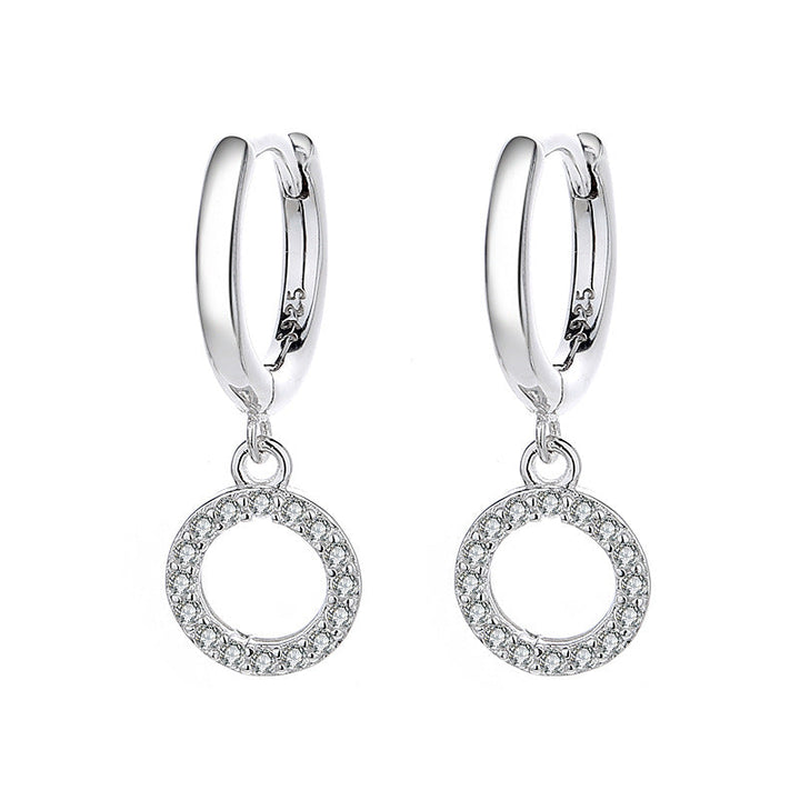 Women's earrings with sparkling circle pendant Land Girl