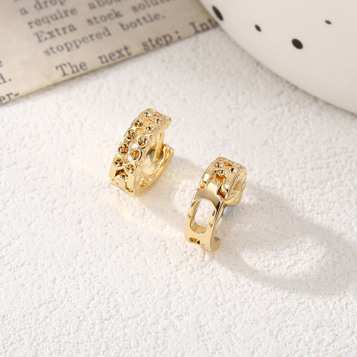 Women's hoop earrings with modern, textured design Land Girl