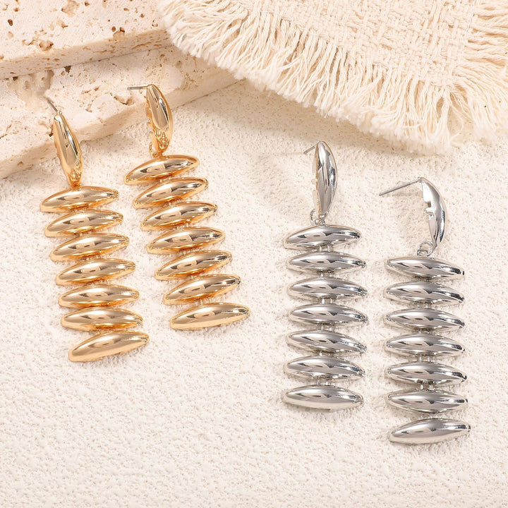 Ladies Hanging Earrings in Modern Spiral Design Land Girl