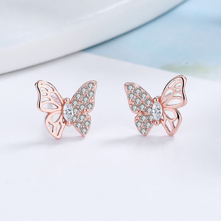 Ladies earrings in an elegant butterfly design with sparkling zirconia Land Girl