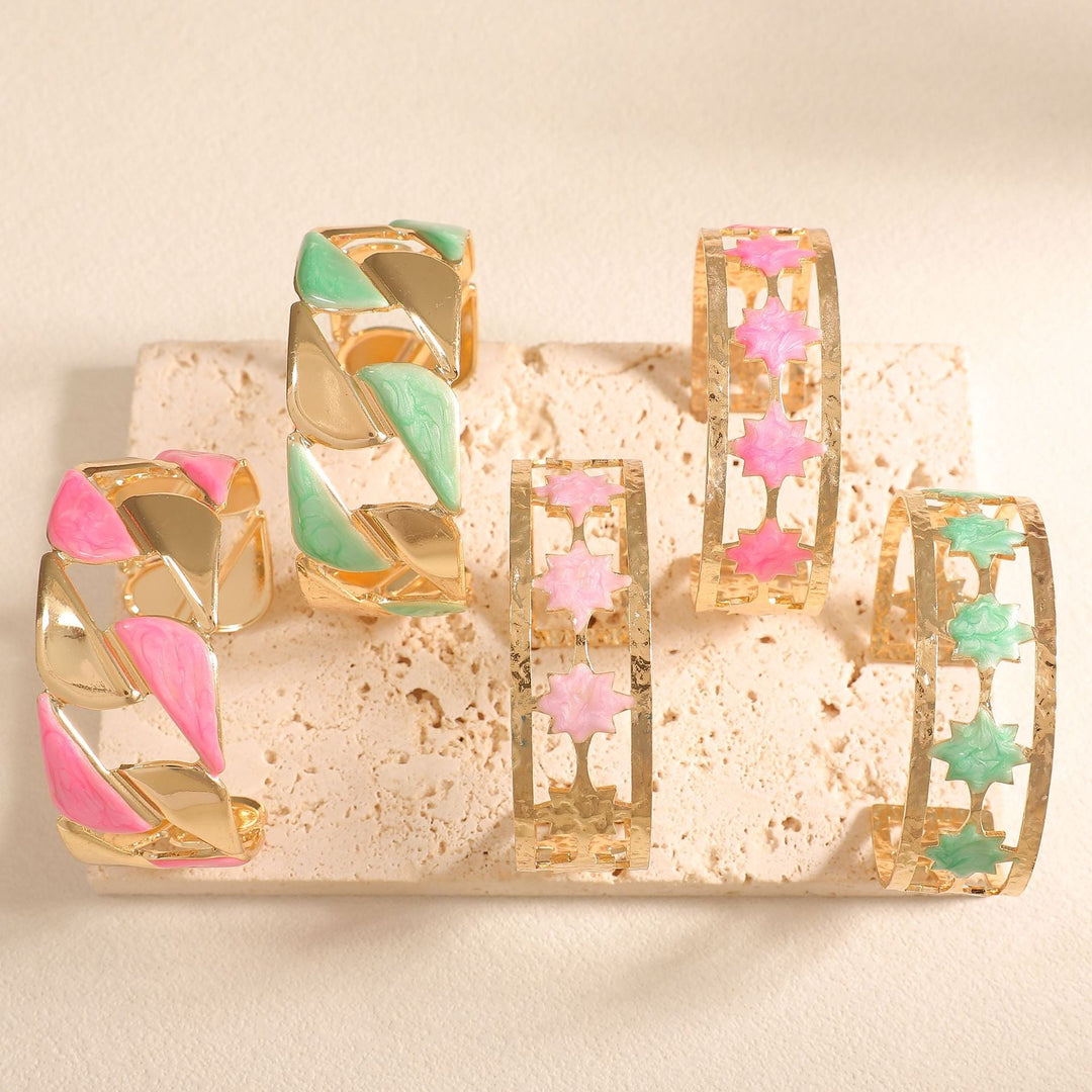 Women's Open Bangle with Elegant Leaf Design Land Girl