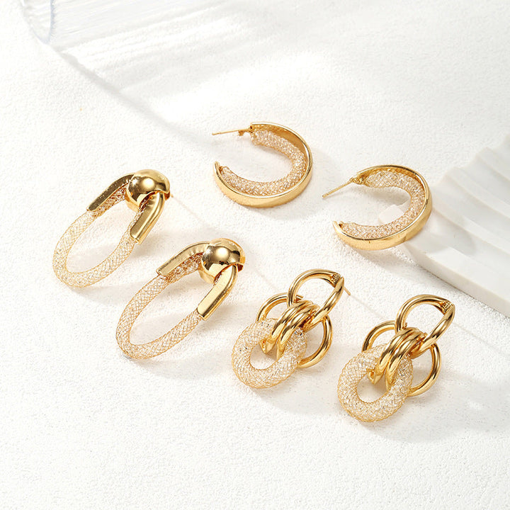 Ladies Hanging Earrings with Innovative, Gold-colored Design Land Girl