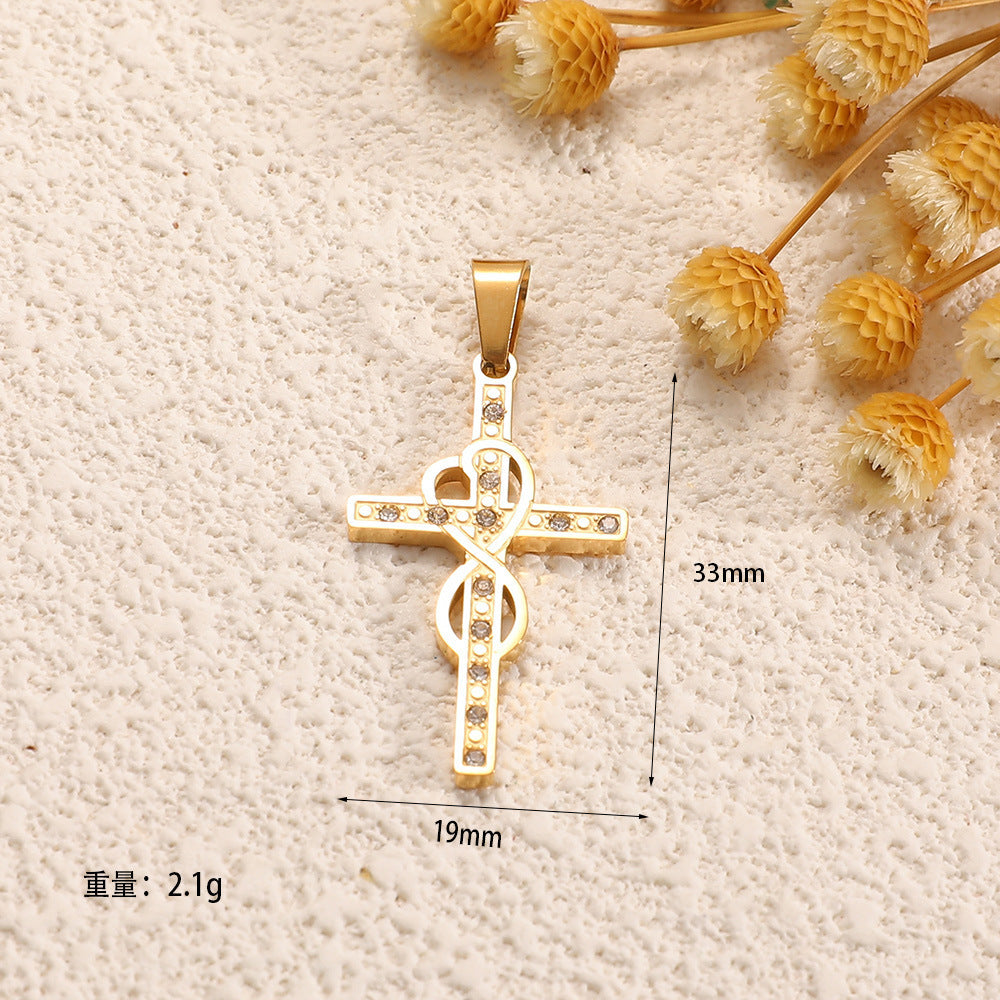 Ladies cross pendant with heart-shaped design and sparkling accents Land Girl