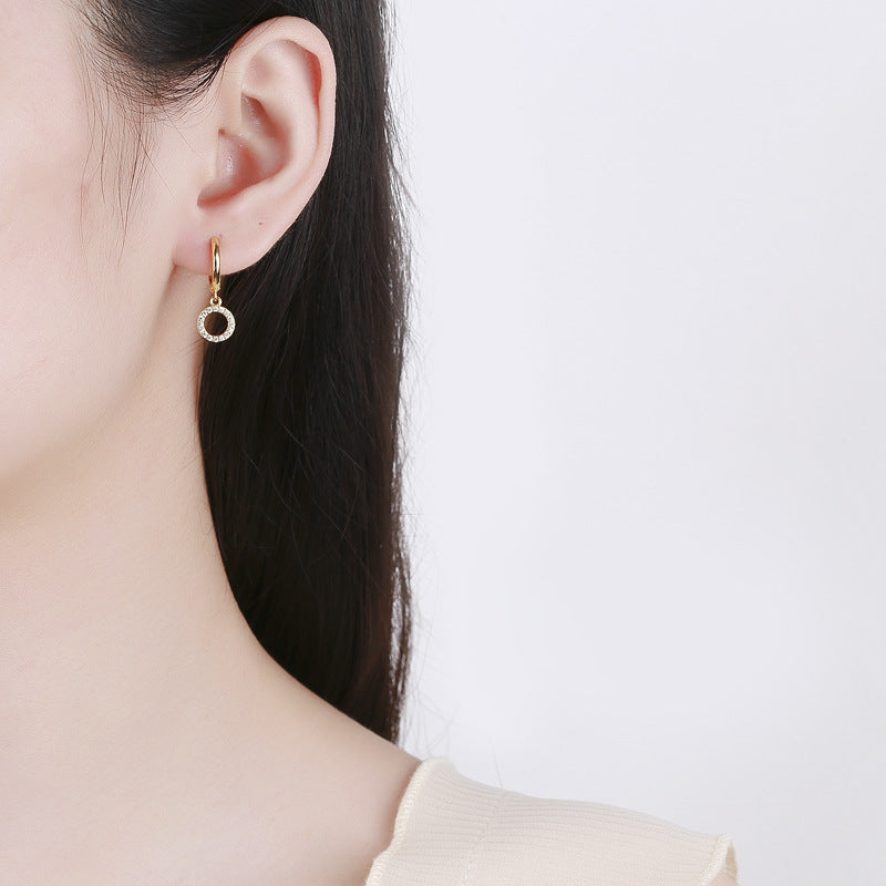 Women's earrings with sparkling circle pendant Land Girl