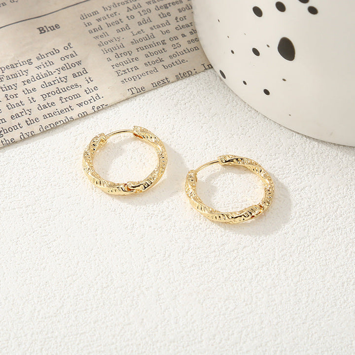 Women's hoop earrings with modern, textured design Land Girl
