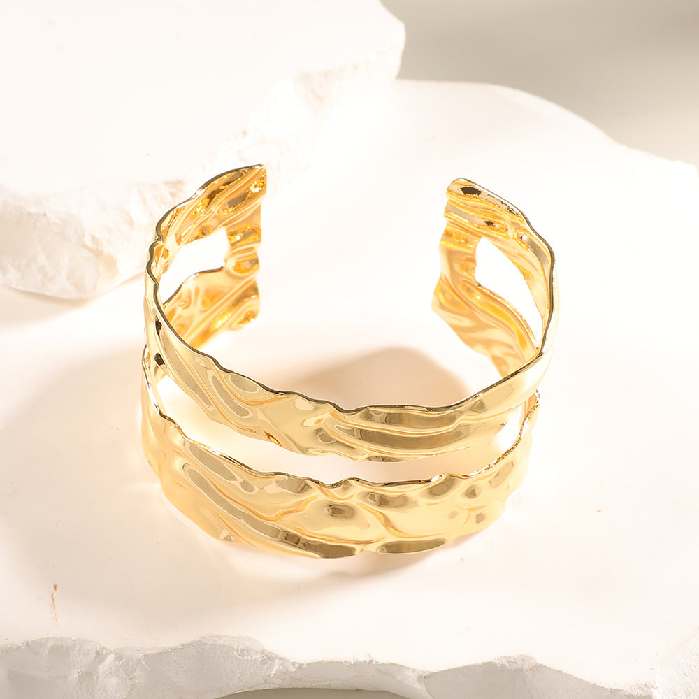 Women Open Bangle with Artistic Relief Design Land Girl