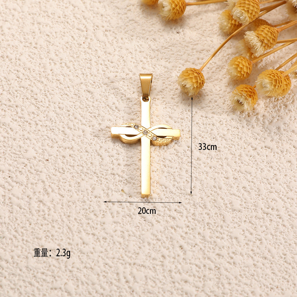 Ladies cross pendant with heart-shaped design and sparkling accents Land Girl