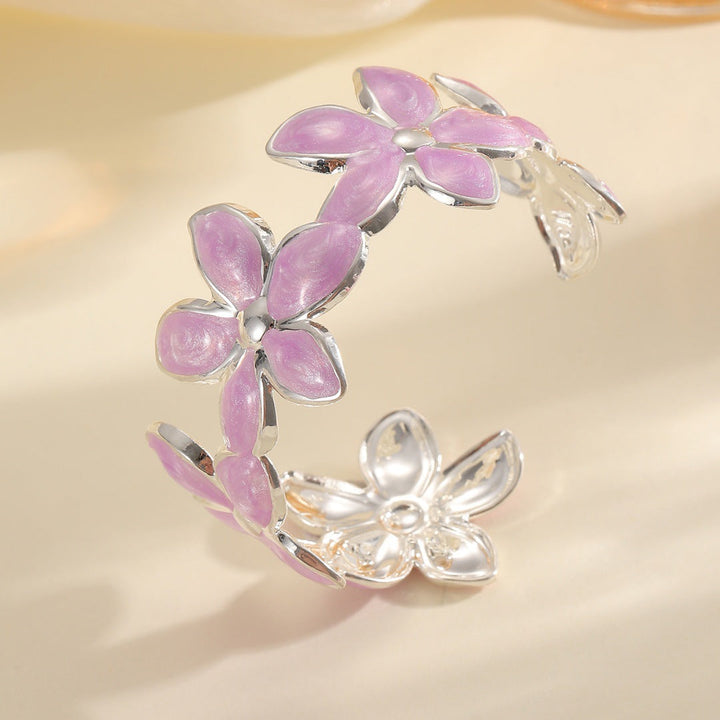 Ladies Open Bangle with Artistic Flower Design Land Girl