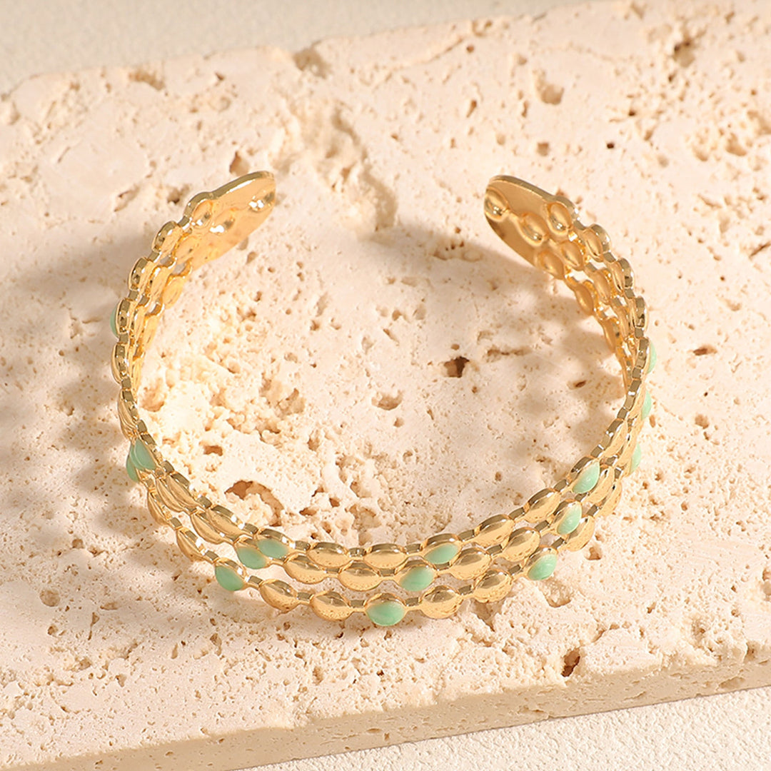 Women Open Bangle with Artistic Relief Design Land Girl