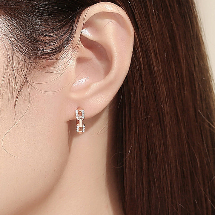 Ladies earrings with sparkling zirconia and modern design Land Girl