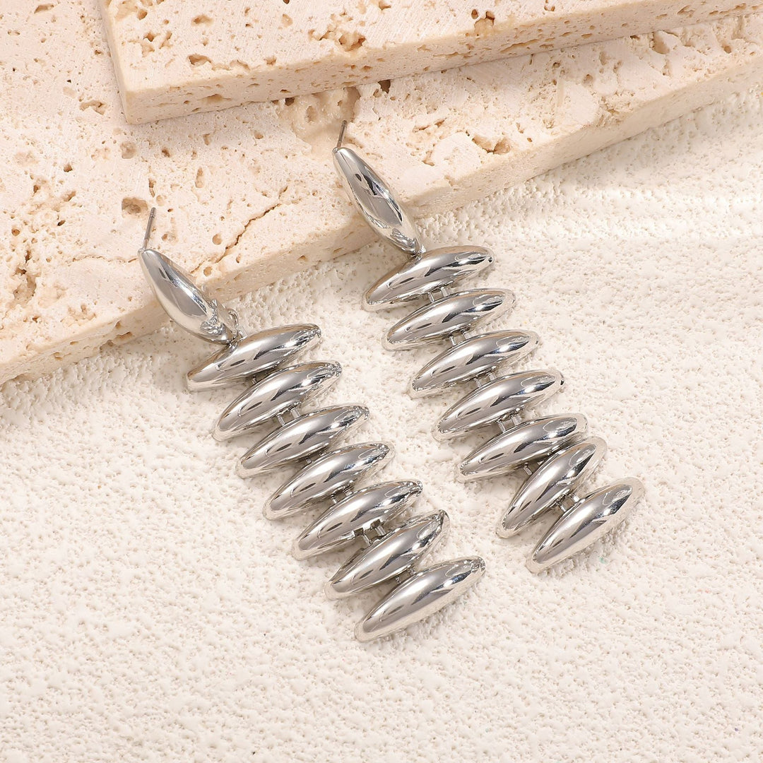 Ladies Hanging Earrings in Modern Spiral Design Land Girl