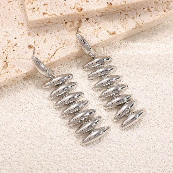 Ladies Hanging Earrings in Modern Spiral Design Land Girl
