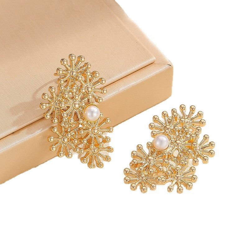 Women’s ear clips with elaborate flower design and pearl accent Land Girl