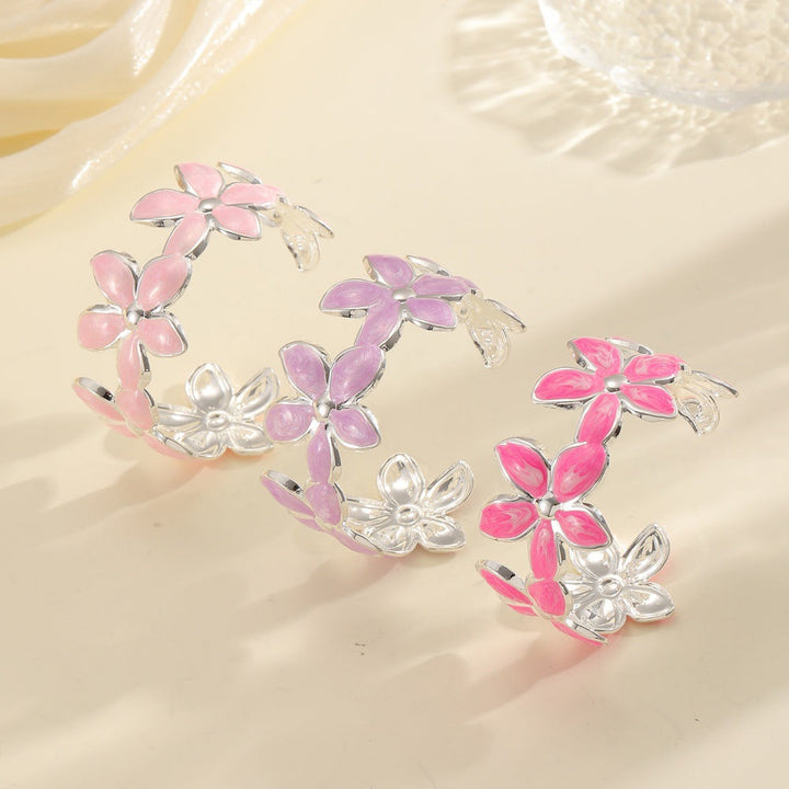 Ladies Open Bangle with Artistic Flower Design Land Girl