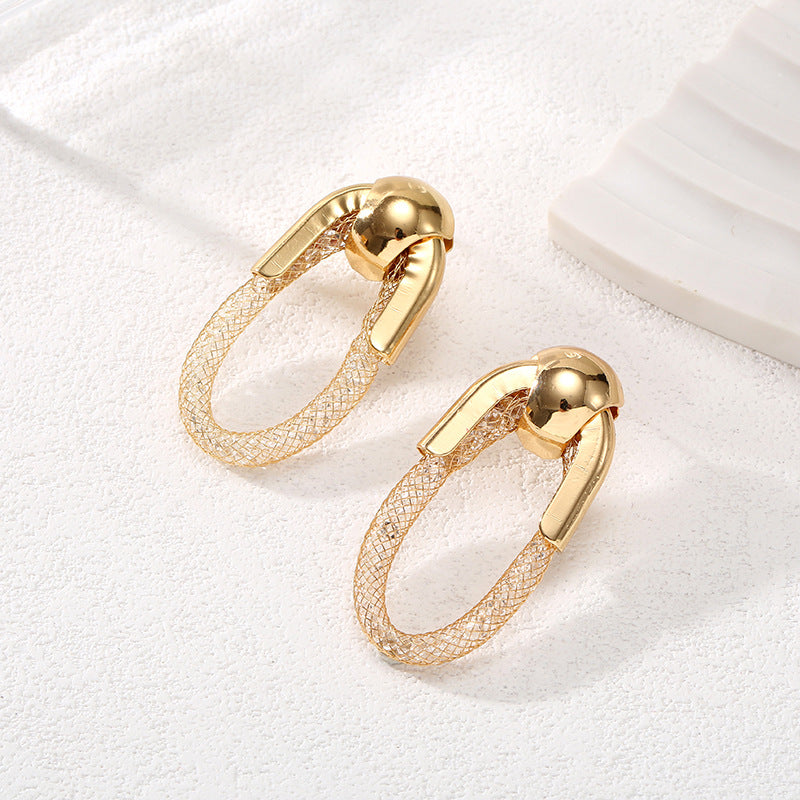 Ladies Hanging Earrings with Innovative, Gold-colored Design Land Girl