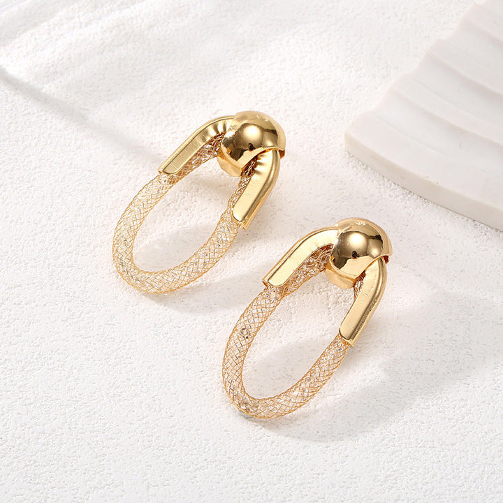 Ladies Hanging Earrings with Innovative, Gold-colored Design Land Girl