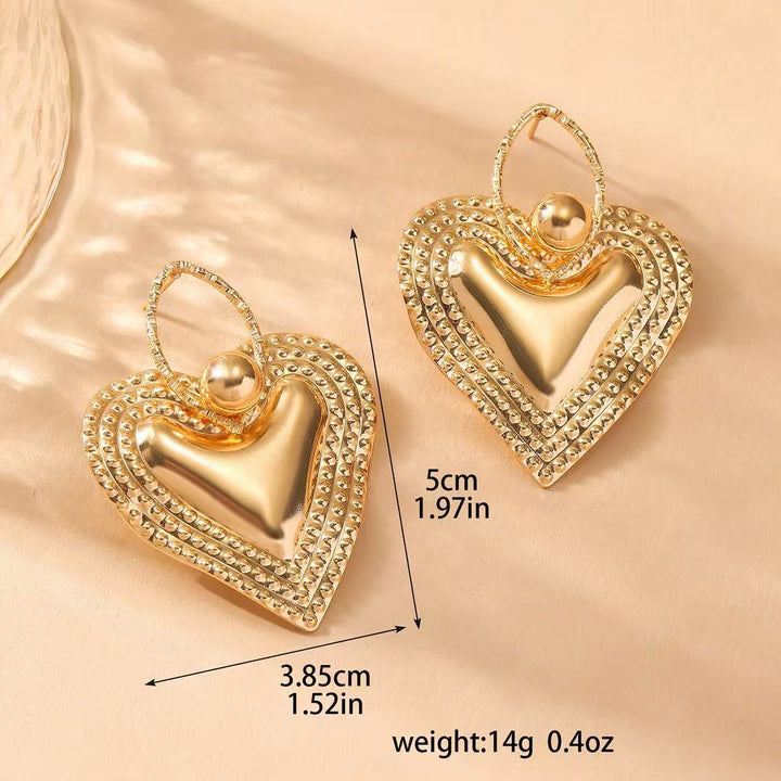 Ladies Heart-Shaped Earrings with Sparkling Zircon Decorations Land Girl