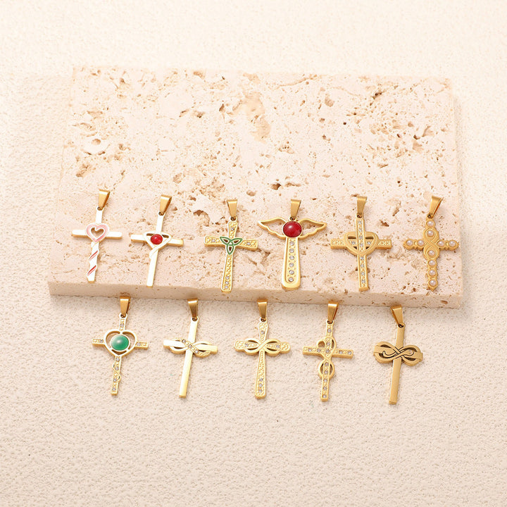 Ladies cross pendant with heart-shaped design and sparkling accents Land Girl