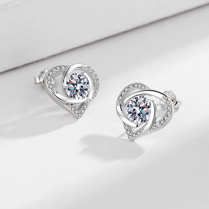 Ladies earrings in elegant heart design with shimmering zirconia Land Girl