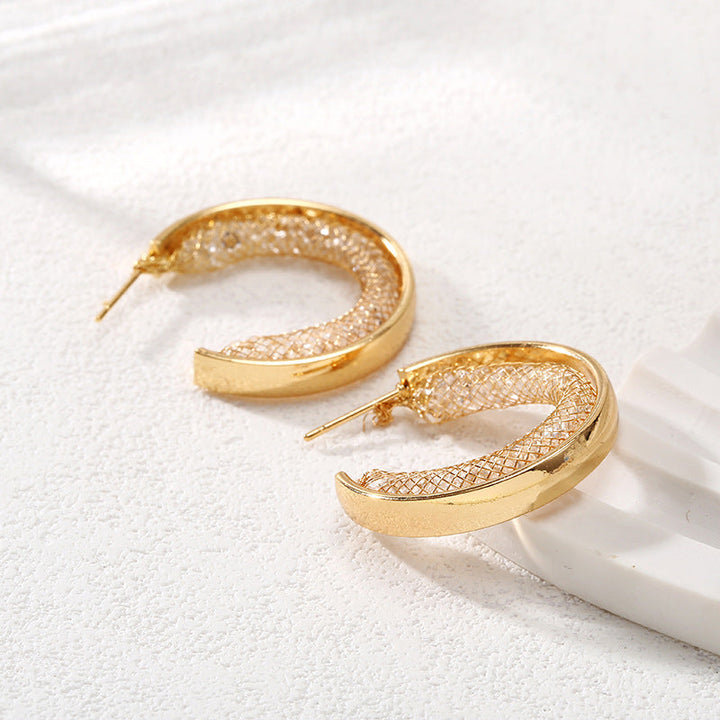 Ladies Hanging Earrings with Innovative, Gold-colored Design Land Girl