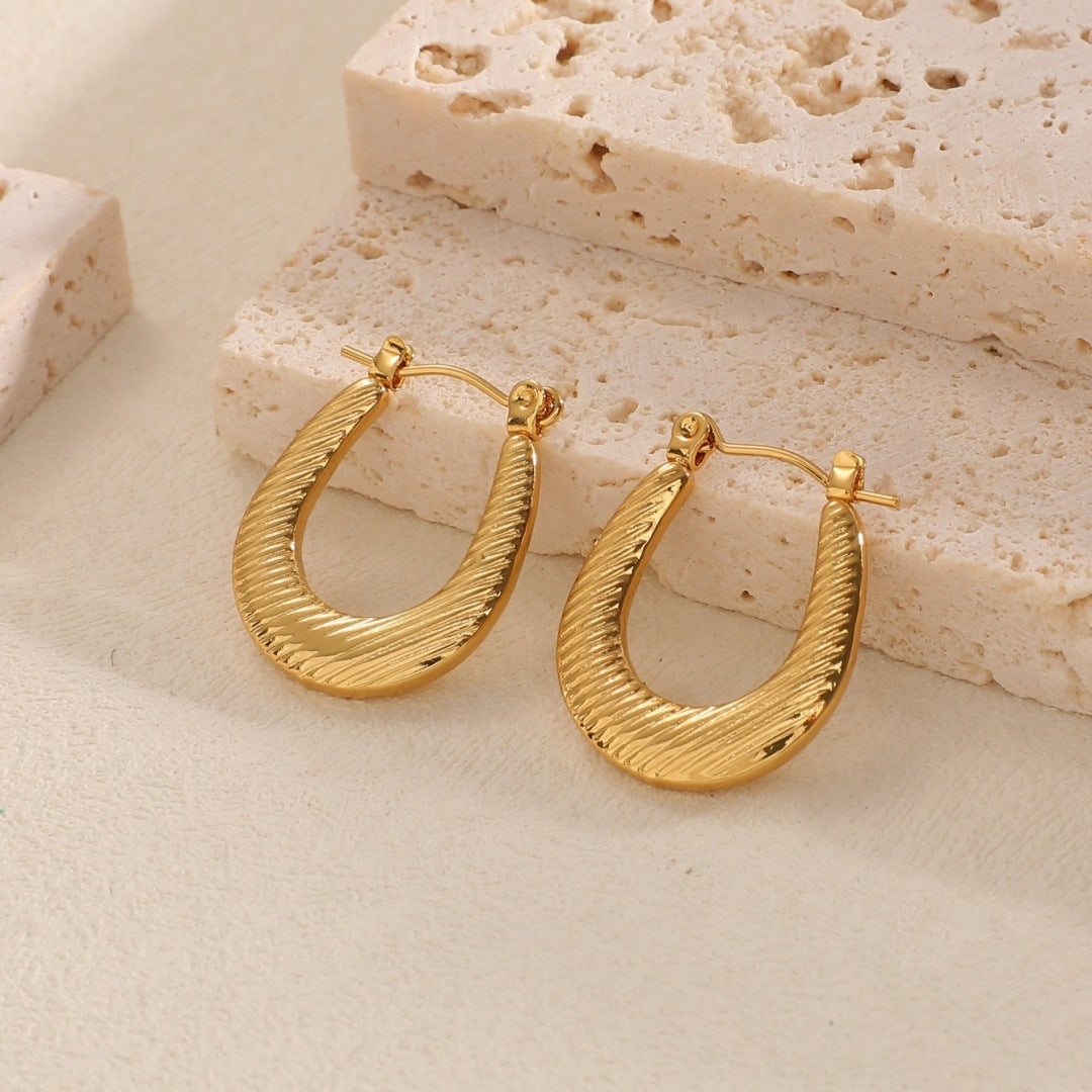 Women's Hanging Earrings with Integrated, Textured Design Land Girl