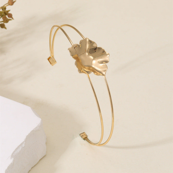 Women Open Bangle with Artistic Flower Motif Land Girl