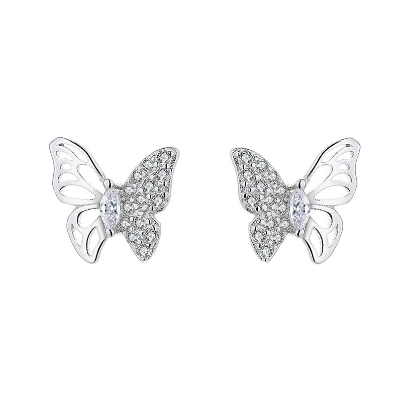 Ladies earrings in an elegant butterfly design with sparkling zirconia Land Girl