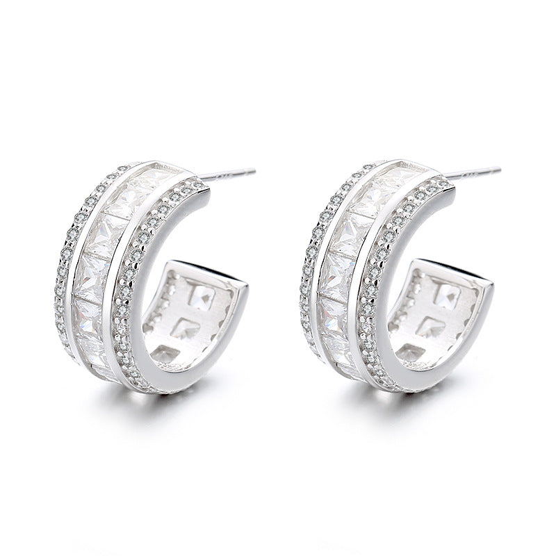 Women's stud earrings with elegant crystal and zirconia embellishment Land Girl