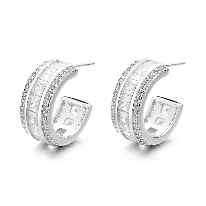 Women's stud earrings with elegant crystal and zirconia embellishment Land Girl