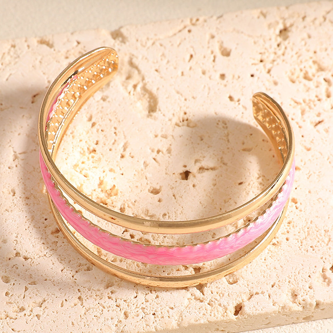 Women Open Bangle with Artistic Relief Design Land Girl