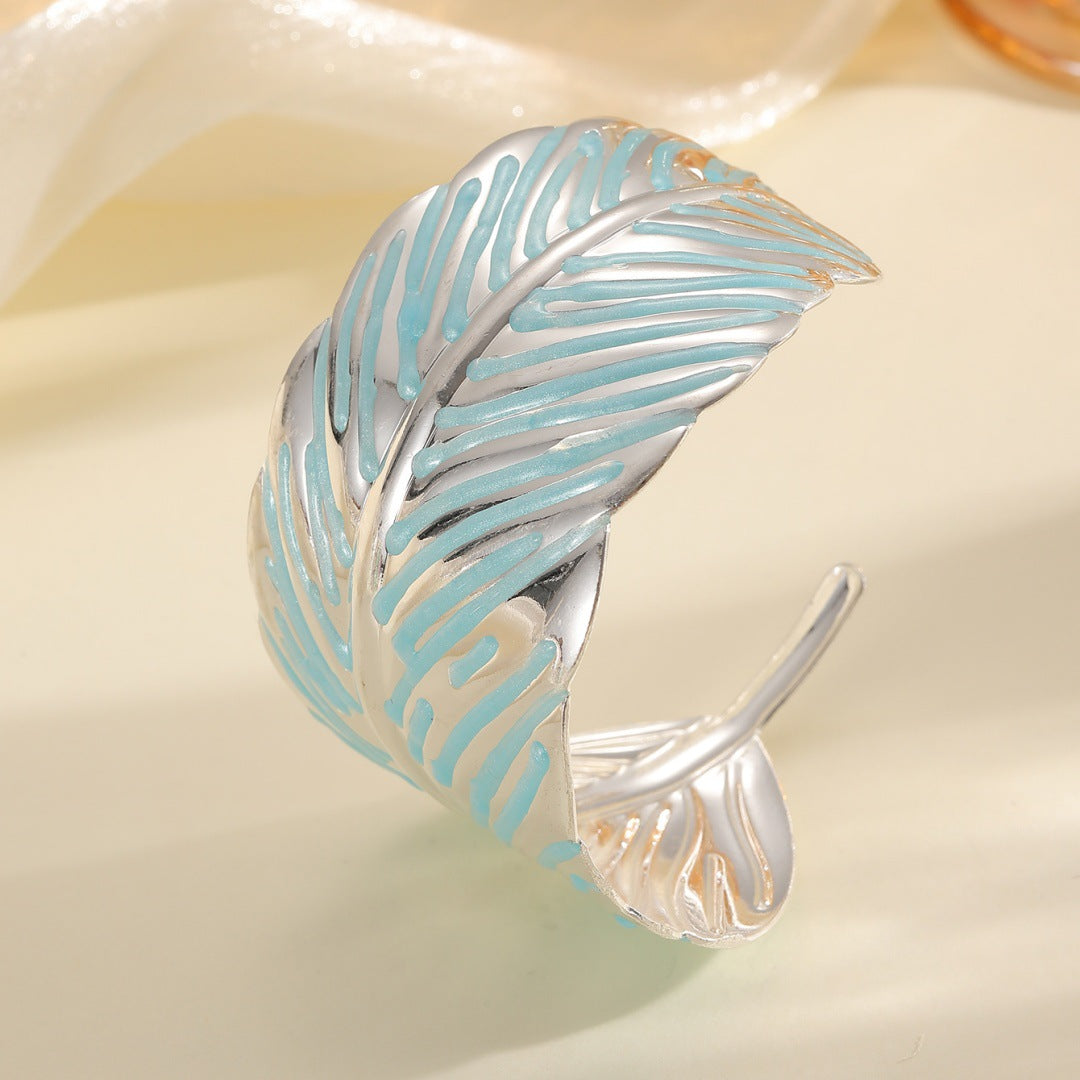 Ladies Open Cuff Bracelet in Tropical Leaf Design Land Girl