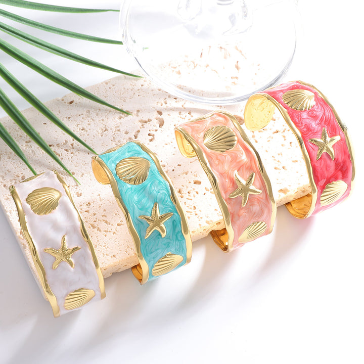 Women's Bangle with Maritime Shell and Starfish Design Land Girl