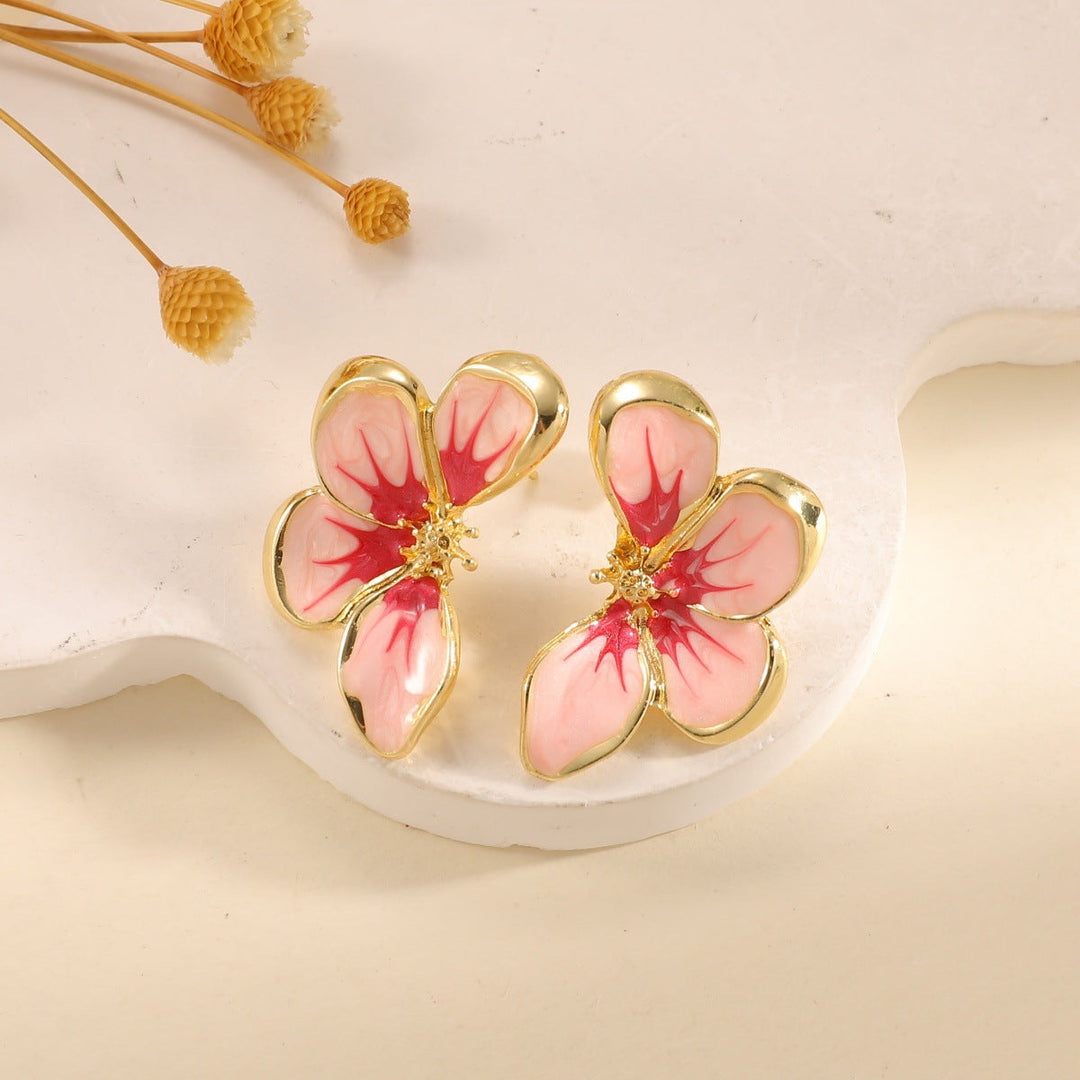 Women's ear clips in elegant floral design with a glossy coating Land Girl