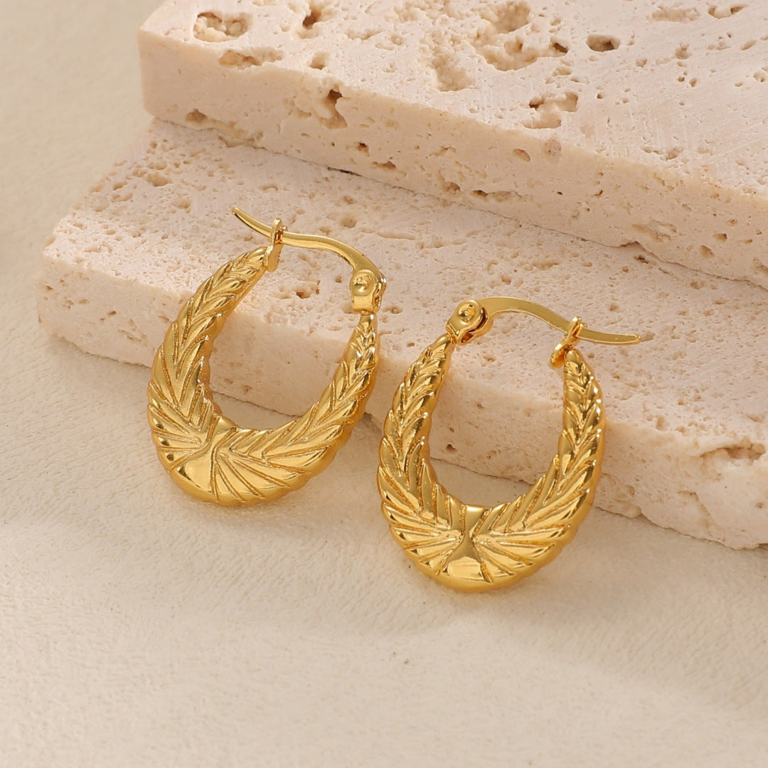 Women's Hanging Earrings with Integrated, Textured Design Land Girl