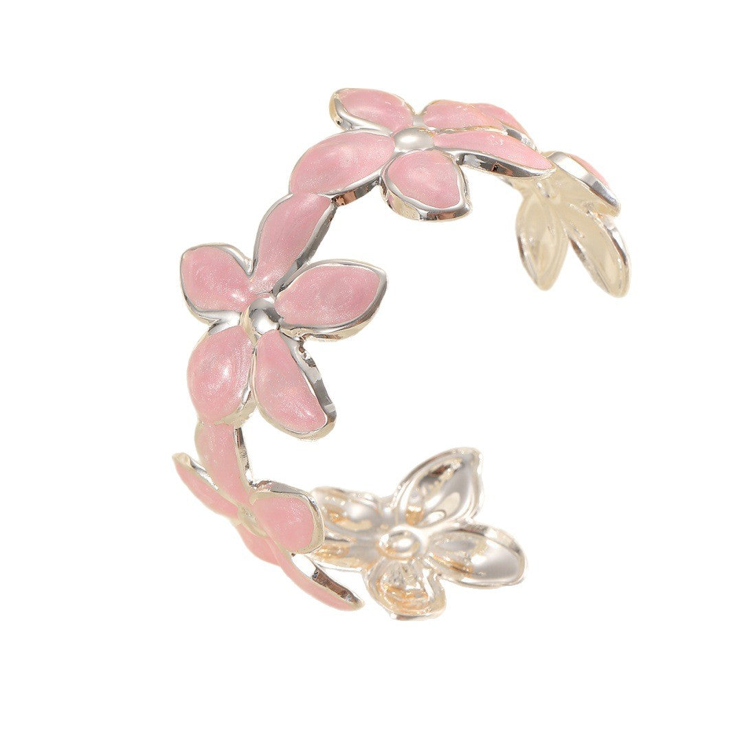 Ladies Open Bangle with Artistic Flower Design Land Girl
