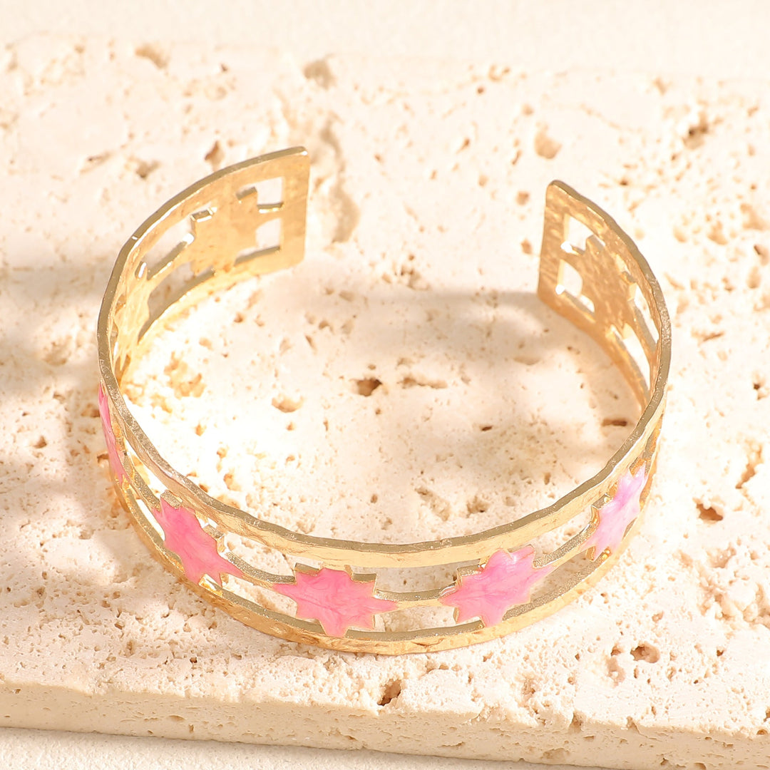Women's Open Bangle with Elegant Leaf Design Land Girl