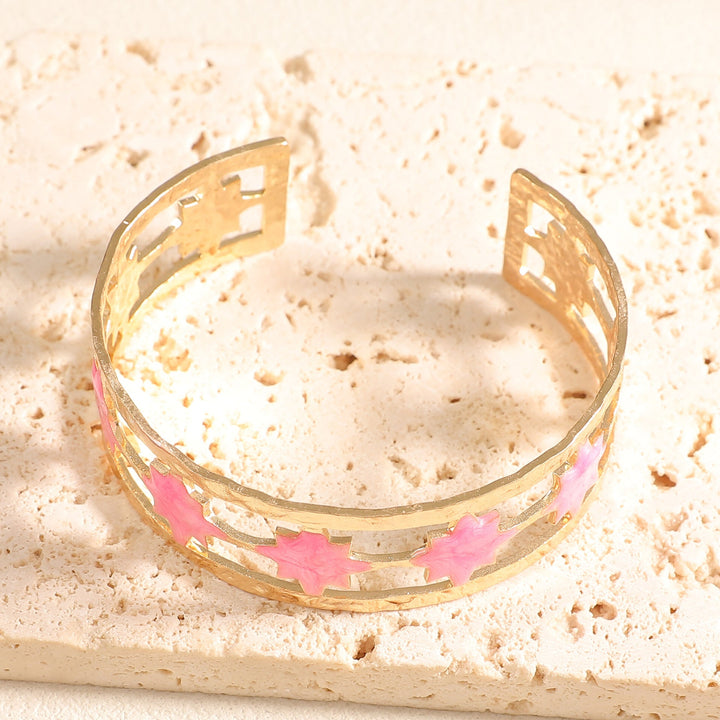 Women's Open Bangle with Elegant Leaf Design Land Girl