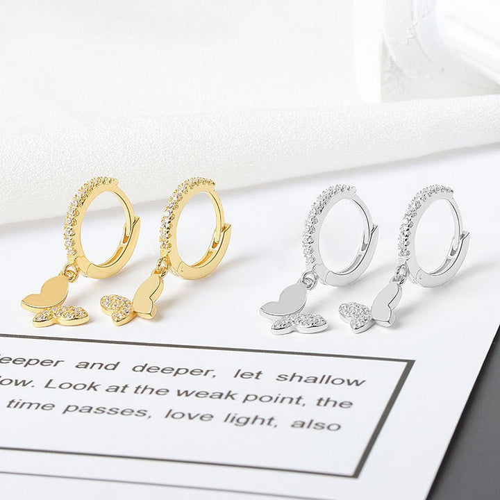 Ladies earrings with elegant butterfly design and sparkling details Land Girl